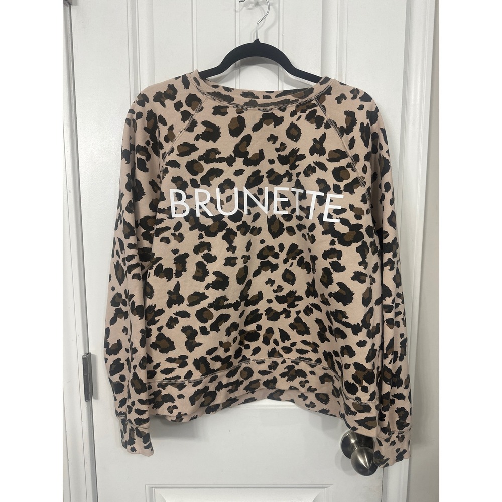 Brunette The Label Leopard Print Graphic Sweatshirt Tan Brown M/L BTL042 Lounge
